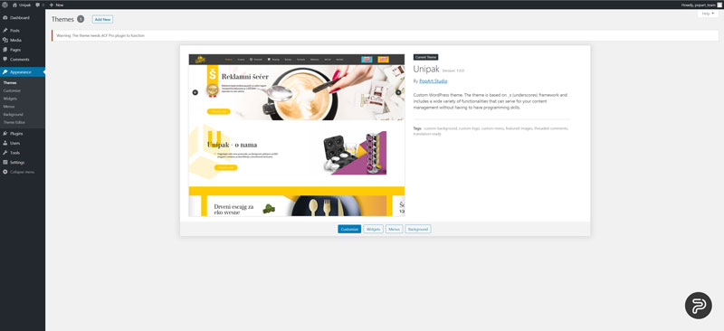 create wordpress theme custom