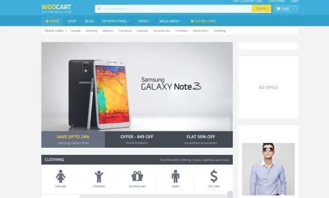 WooCart e-handel WP-tema