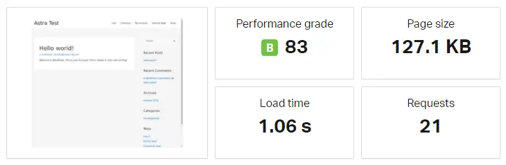 astra vs oceanwp - performance test 1