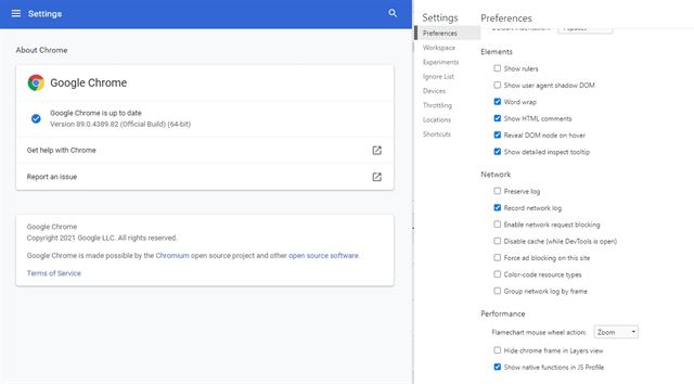 Disable the Chrome cache