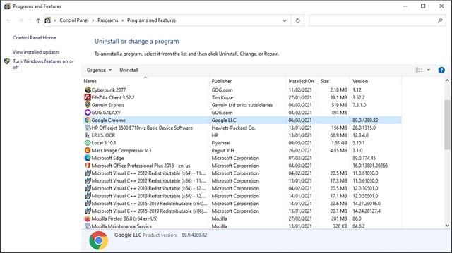 Reinstall Chrome