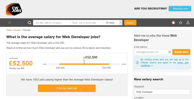 Senior web developer salary