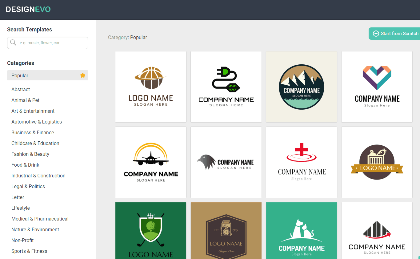 Maak een logo-pagina met de gratis logo-maker van DesignEvo