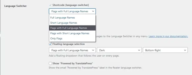 Setting up the language switcher