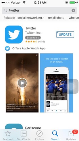 twitter app i app store