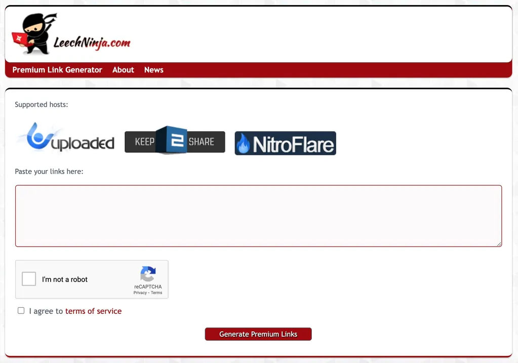 leech ninja - keep2share premium link generator