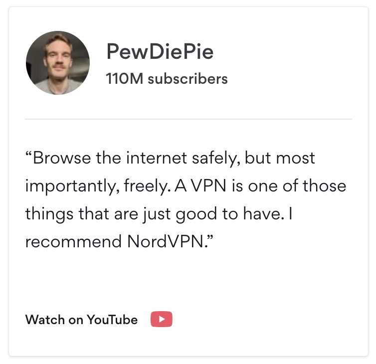 pewdiedie testimonial