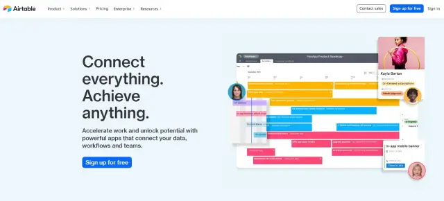 Airtable kotisivu - yleiskatsaus Airtable vs Asana