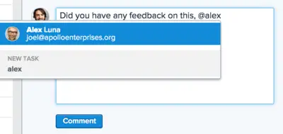 Screenshot of Asana Chat Feature