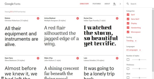 Choose which Google Fonts to use