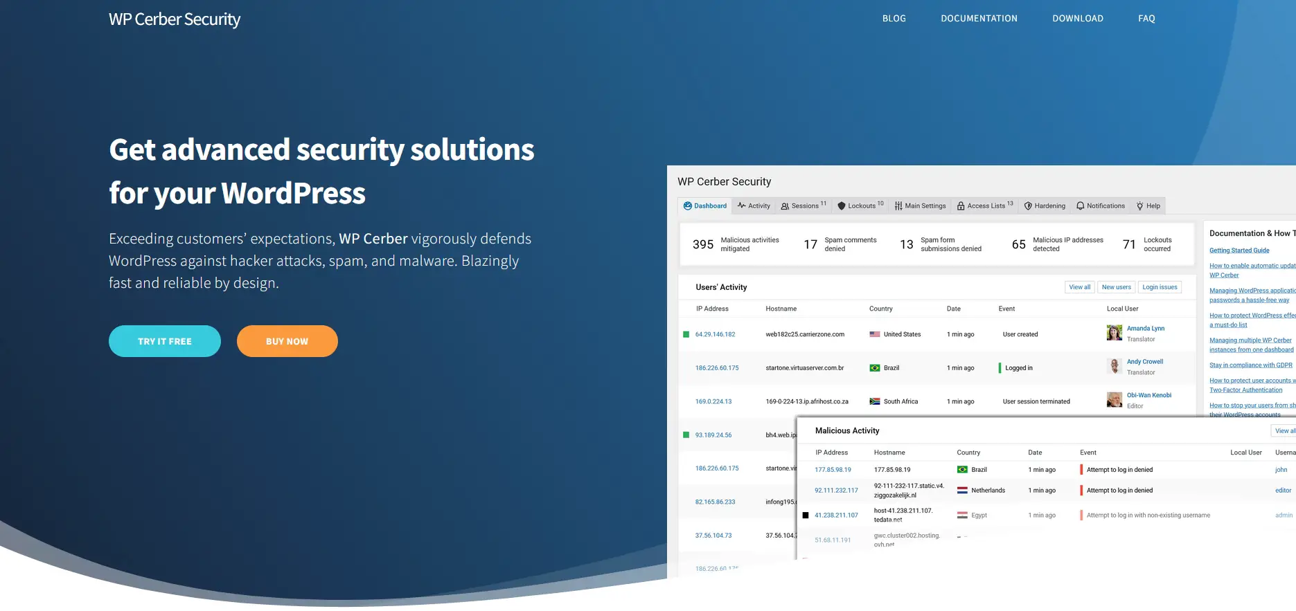 WP Cerber Security pour WordPress