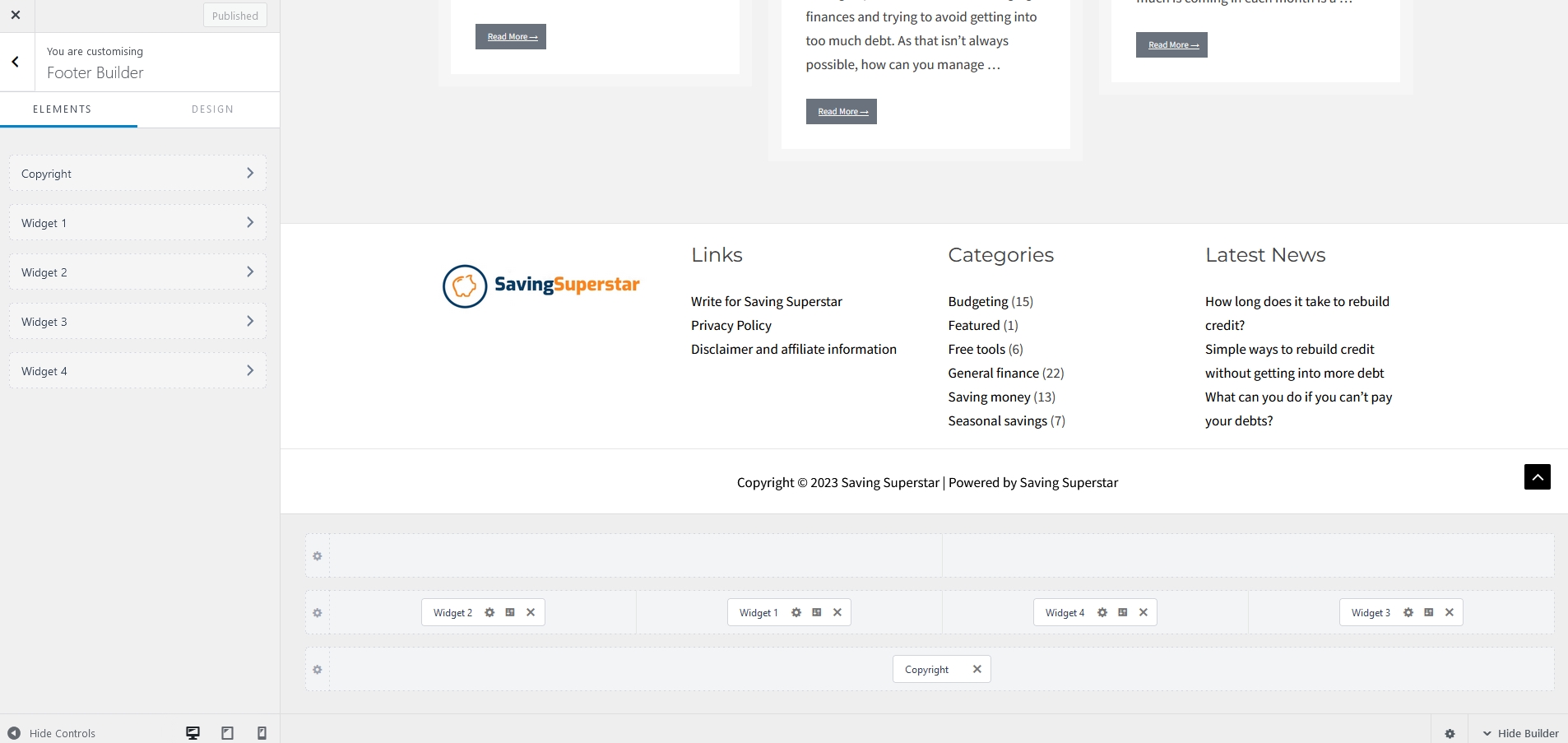 Options de conception et de mise en page du pied de page