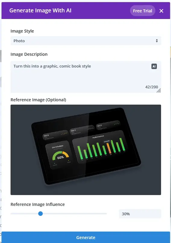 Editing images with Divi AI1