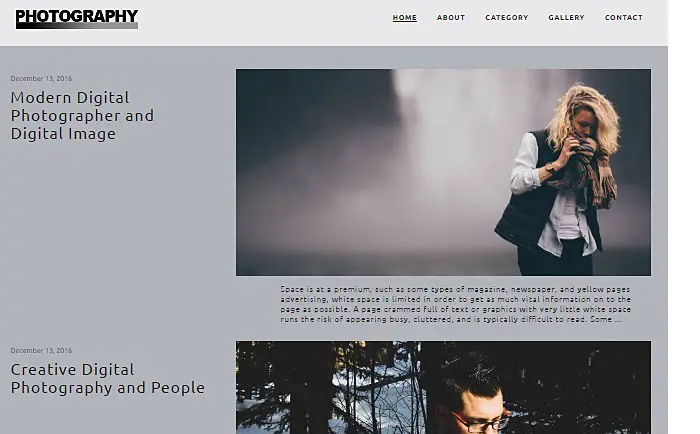 Gratis fotografering WordPress-tema