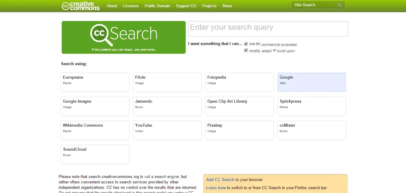 CC Search - hae creativecommons org -sivustolta - ilmaisia ​​kuvasivustoja