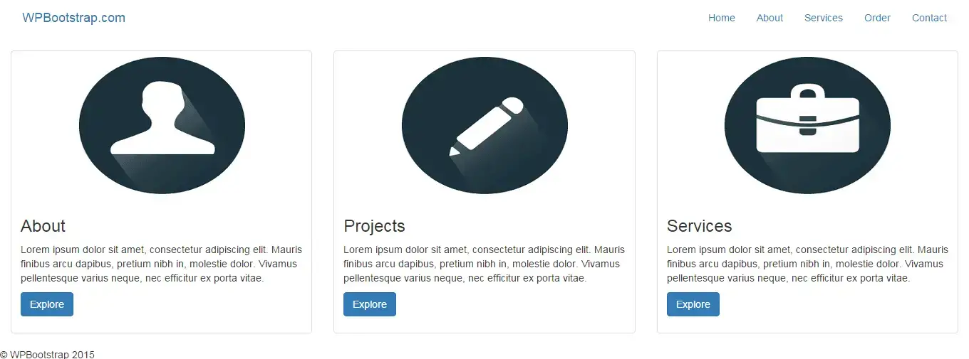 BootStrap WordPress -teema - 1. luonnos
