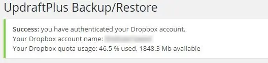 backup til dropbox suksess