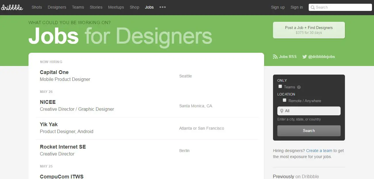 dribbble työpaikkoja