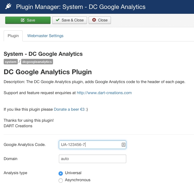 Joomla Google Analytics