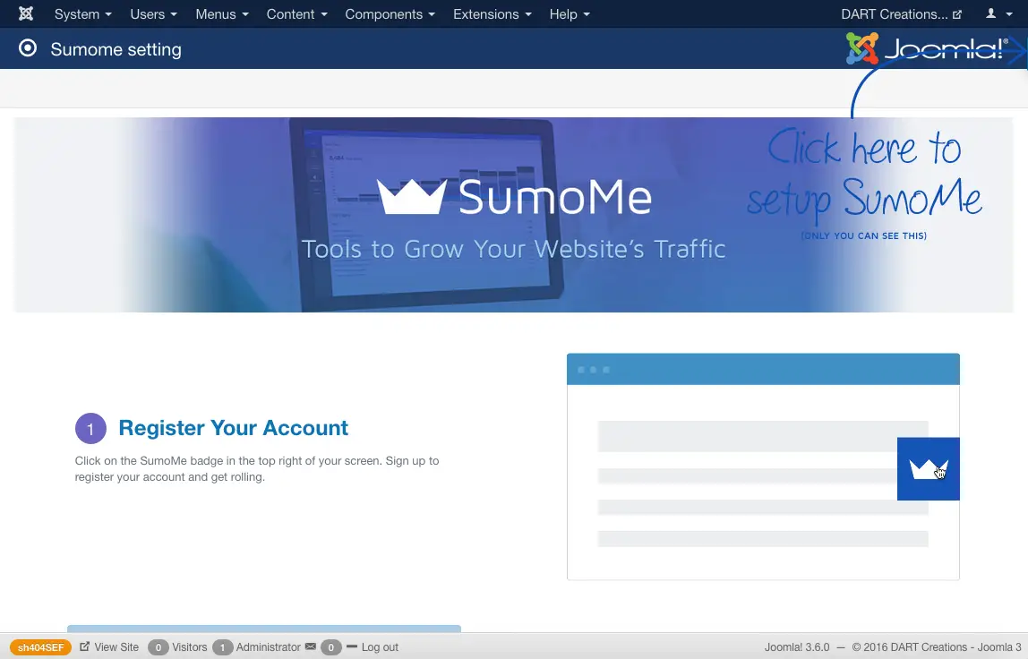 Joomla Sumo opsætning