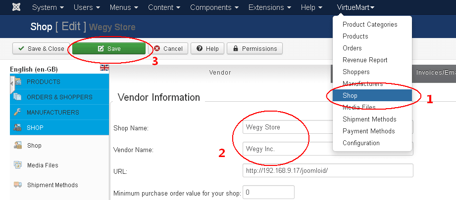 Modifier les méta-informations de la boutique