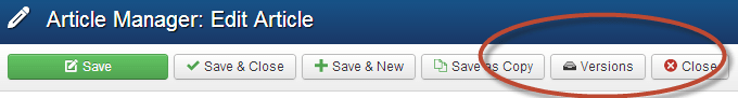 Schaltfläche für Joomla-Versionen