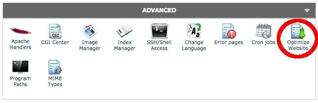 Gzip compression server level - Optimize website icon in Cpanel