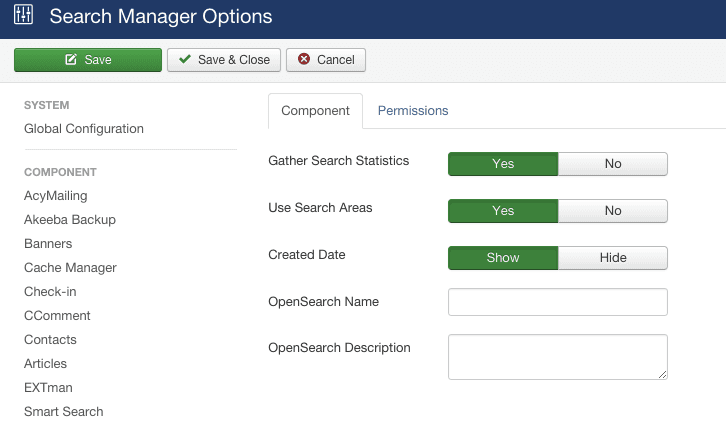 Aktivieren Sie Joomla Gather Search Statistics