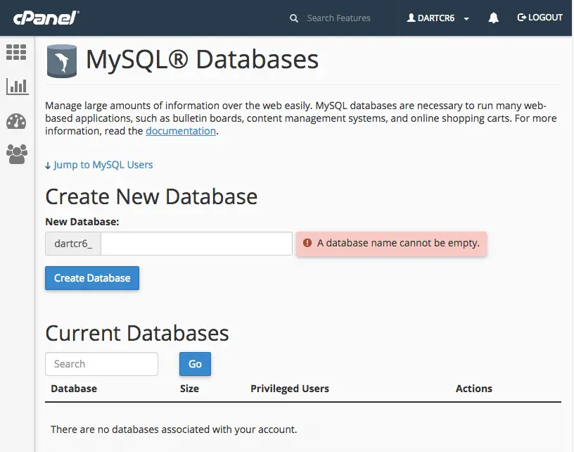 Oprettelse af en ny database på vores virtuelle private server