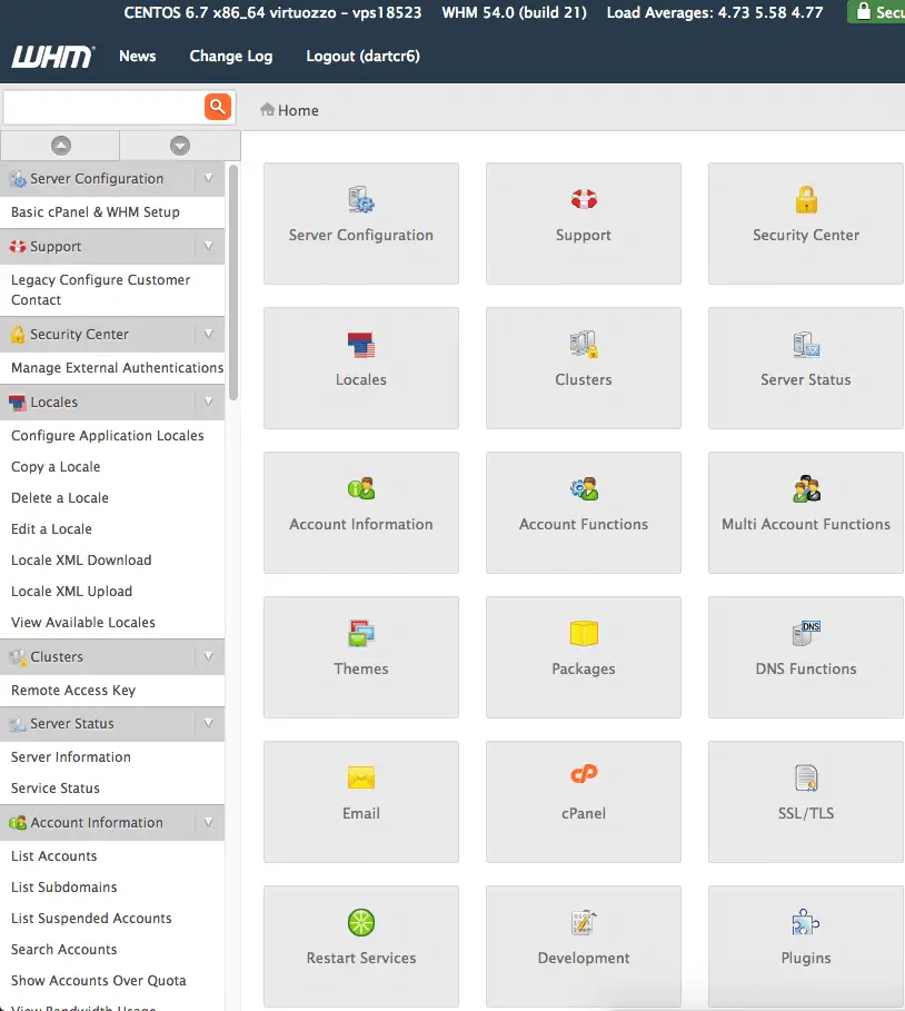 InMotion WebHost Manager eller WHM