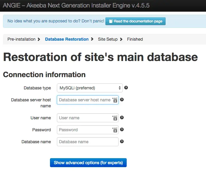 Gendan database til InMotion-database