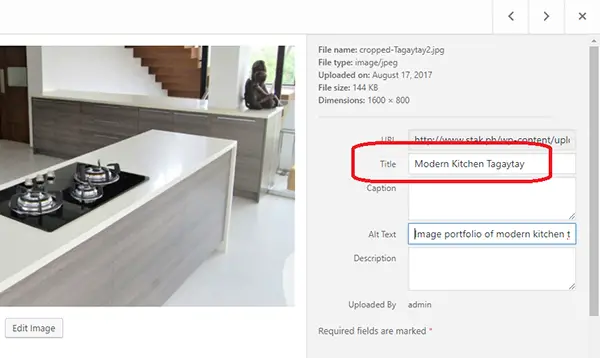 Geef afbeeldingstitels de juiste naam
