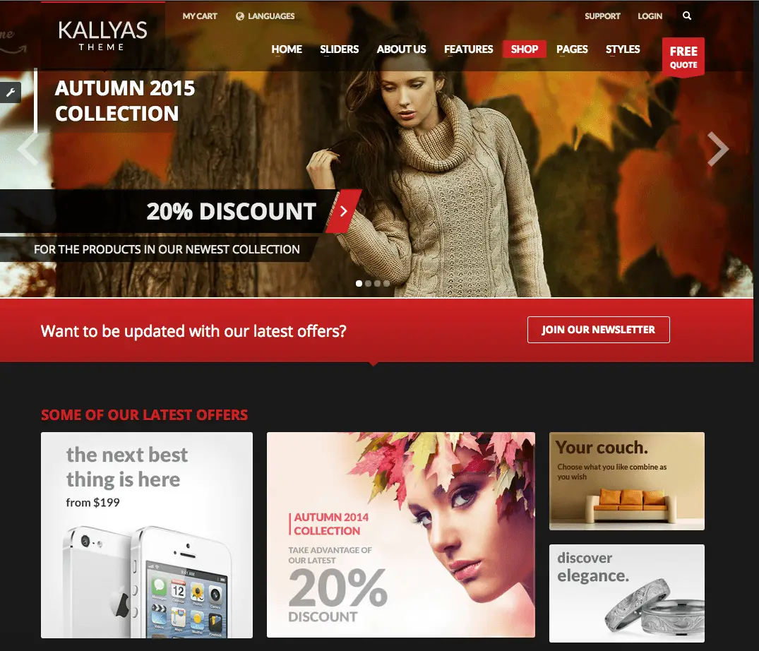 Kalyasin reagoiva WordPress-verkkokauppateema