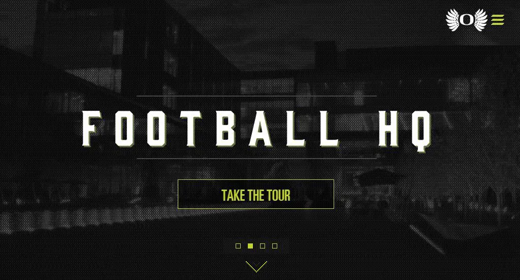 oregongridiron minimaalinen tumma webdesign