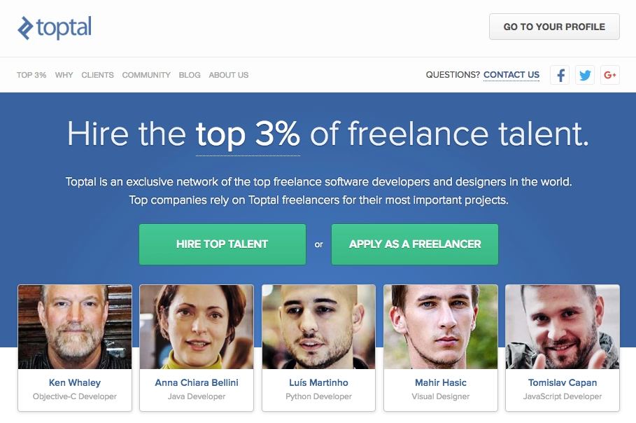 Toptal stellt Javascript-Entwickler ein