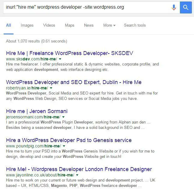 Tilpasset Google-søgningssyntaks til at finde folk, der er klar til at blive ansat