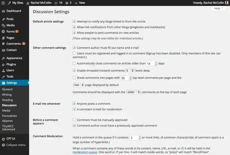 WordPress-diskussionsinställningar