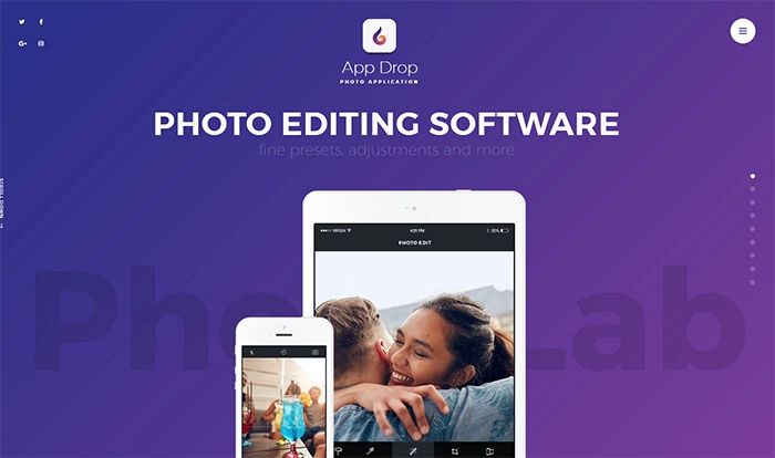 App Drop - Fotobearbeitungsanwendung WordPress Theme