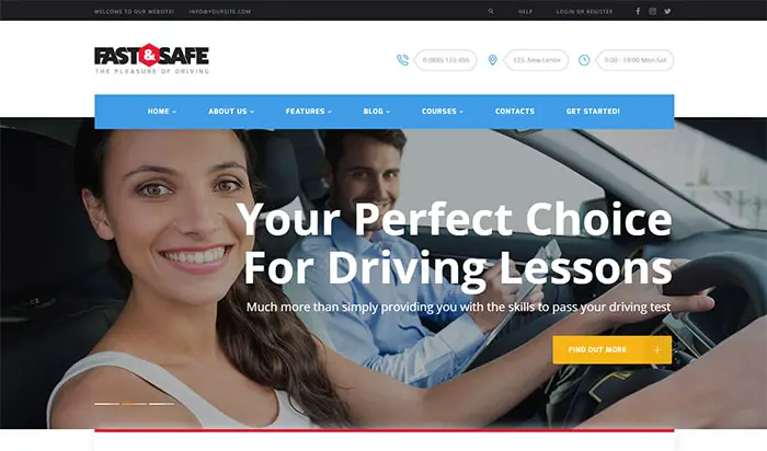 fastsafe - autokoulun WordPress-teema
