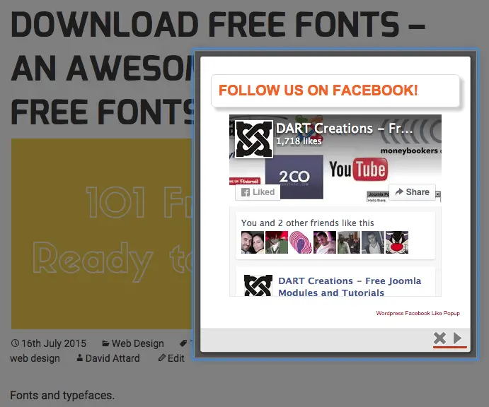 Facebook Like Box Popup DEMO