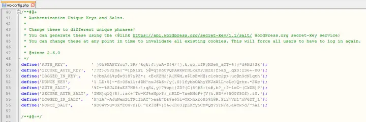 wordpress beveiligingssleutels