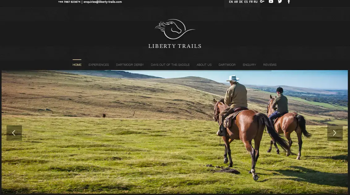 Exemple de thème Avada - Site Web de Liberty Trails
